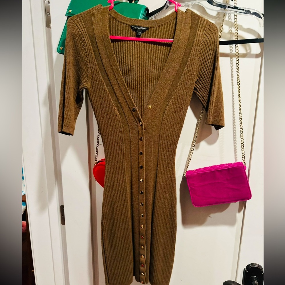 Guess 1/4 Sleeve Ribbed Dress